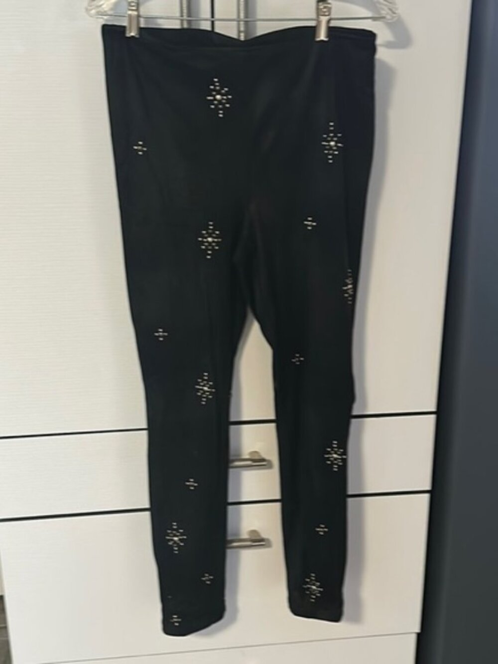 Free people faux leather black embellished leggings sz 27 like new!